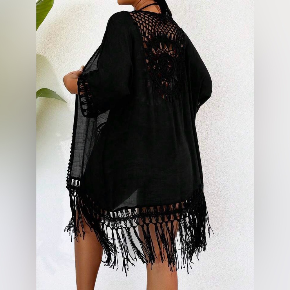 Black Crochet Swim Cover-Up